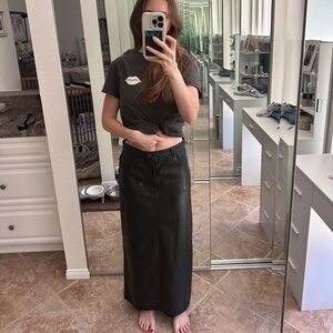 Black Leather Midi Skirt